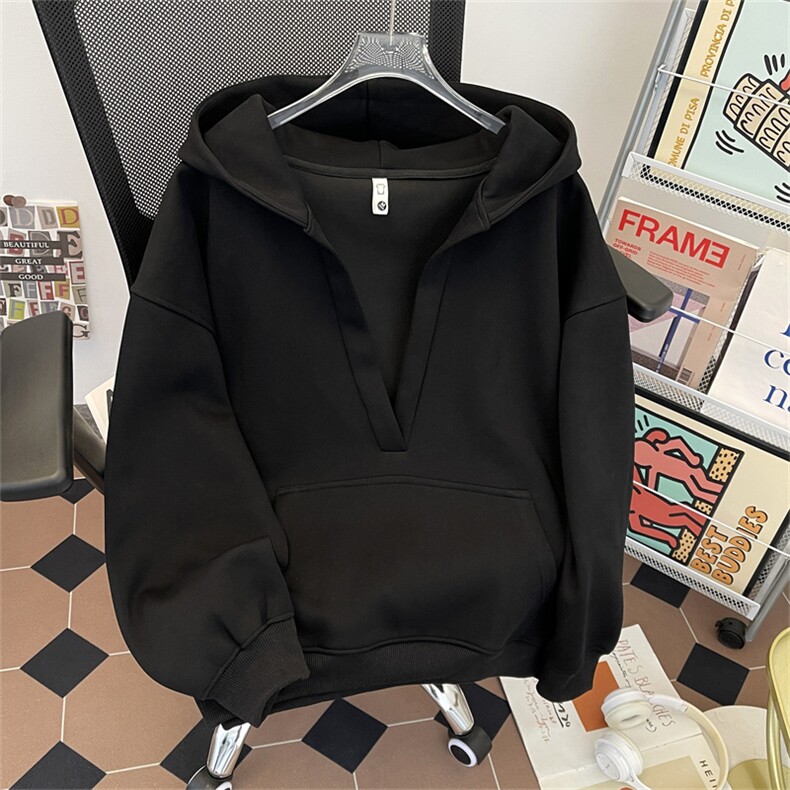 港风秋款男女连帽卫衣V领宽松休闲夹克外套450g纯棉复合WY052P68,男装夹克,星座1013-1