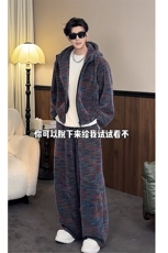 抖音加绒加厚针织连帽卫衣阔腿裤套装上衣P128裤子P95(网图，男装休闲套装，电商B267