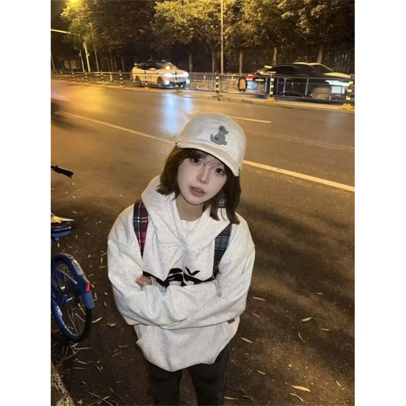 潮牌秋冬季连帽卫衣男女生情侣款简约休闲帽衫外套落肩款,女装短外套,星座506A