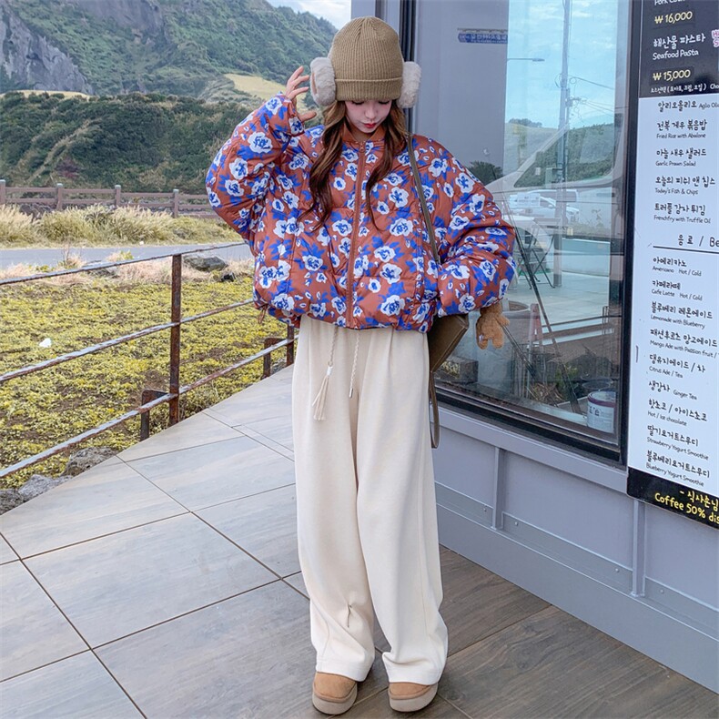 设计感撞色印花90白鸭绒羽绒服2025冬季新款时尚小众立领保暖外套,女装羽绒服,2C196