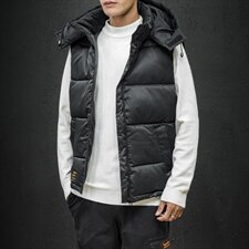 2021秋冬新黑墙日系大码小仙鹤保暖加厚棉马甲连帽外套男M723-P75，男装背心/马甲，电商A001