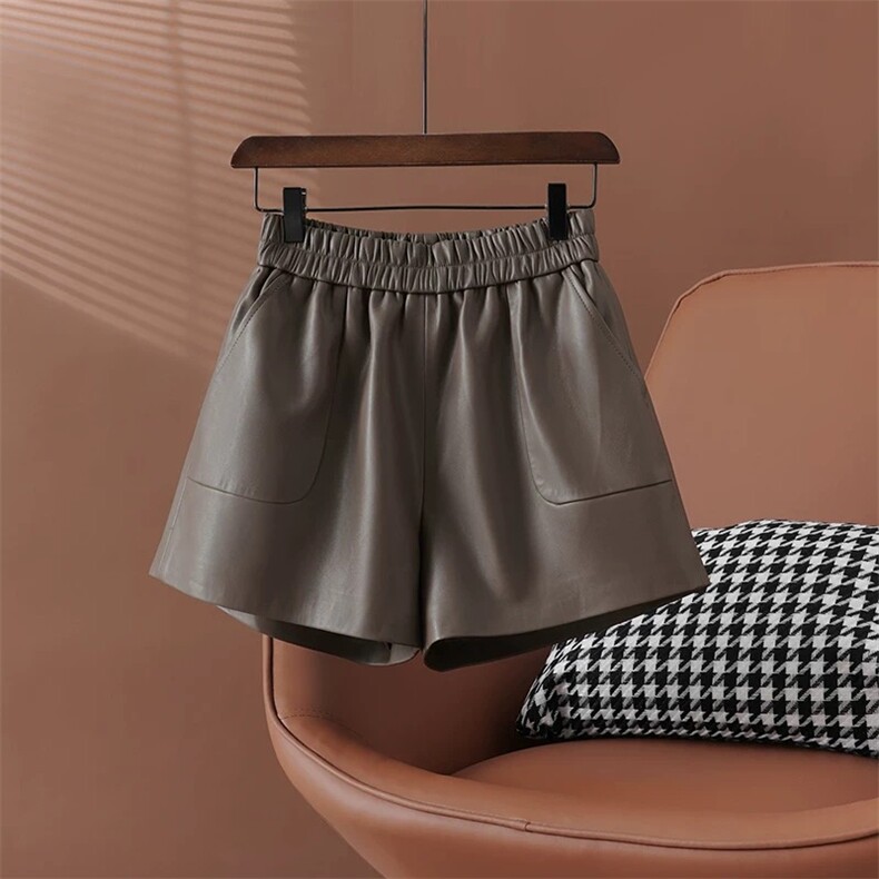 2025春季高腰a字绵羊皮短裤，女装短裤/热裤，禾雯电商供货