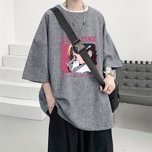 风复古亚麻短袖男棉麻t恤男半袖 ZT71353-P35图片