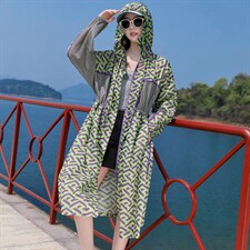 防晒衣女夏季2025新款长款长袖宽松透气洋气时尚印花罩衫防晒衫，女装防晒衣，帛香坊