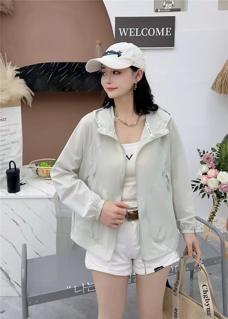 2025时尚简约防晒衬衣薄款修身型休闲开衫,女装衬衫,翩雅女装供货