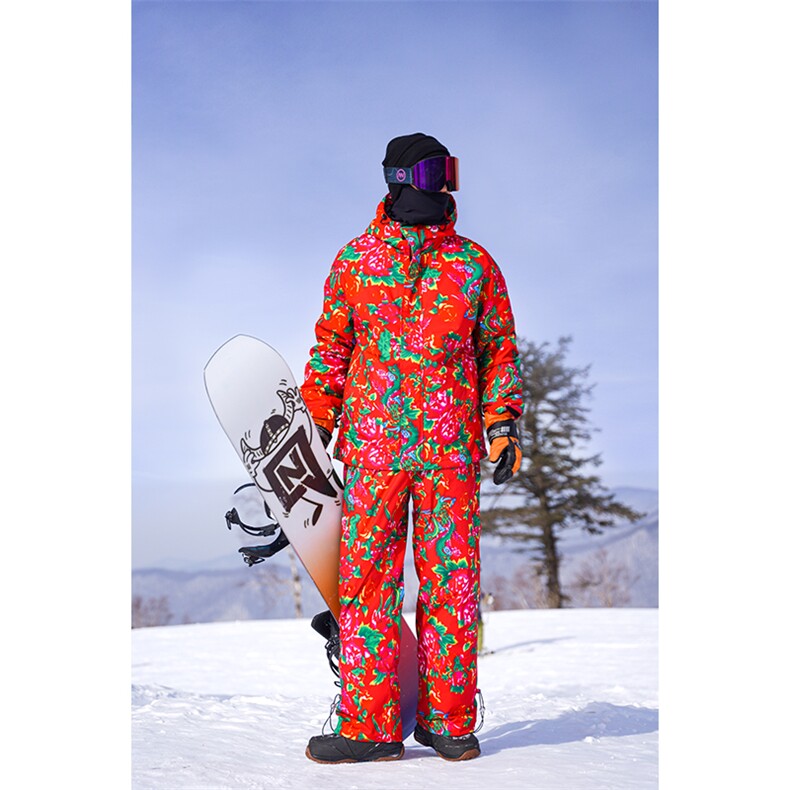2025春东北大花袄滑雪服男民族风保暖套装HF37+HK1287J加绒-P270，男装休闲套装，电商A001-1