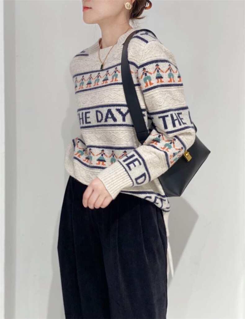 小雪人套头毛衣，女装针织衫/毛衣，驿谷