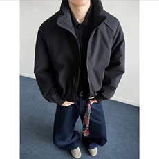 美式3D立体裁剪立领棉服男款秋冬季加厚保暖深灰色飞行员夹克棉衣，男装夹克，电商A001-1