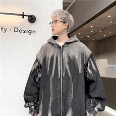 XZ809A/ZRNZ01/P115/控138美式牛仔水洗假俩件宽松休闲连帽上衣，男装夹克，星座809A(原222-1)