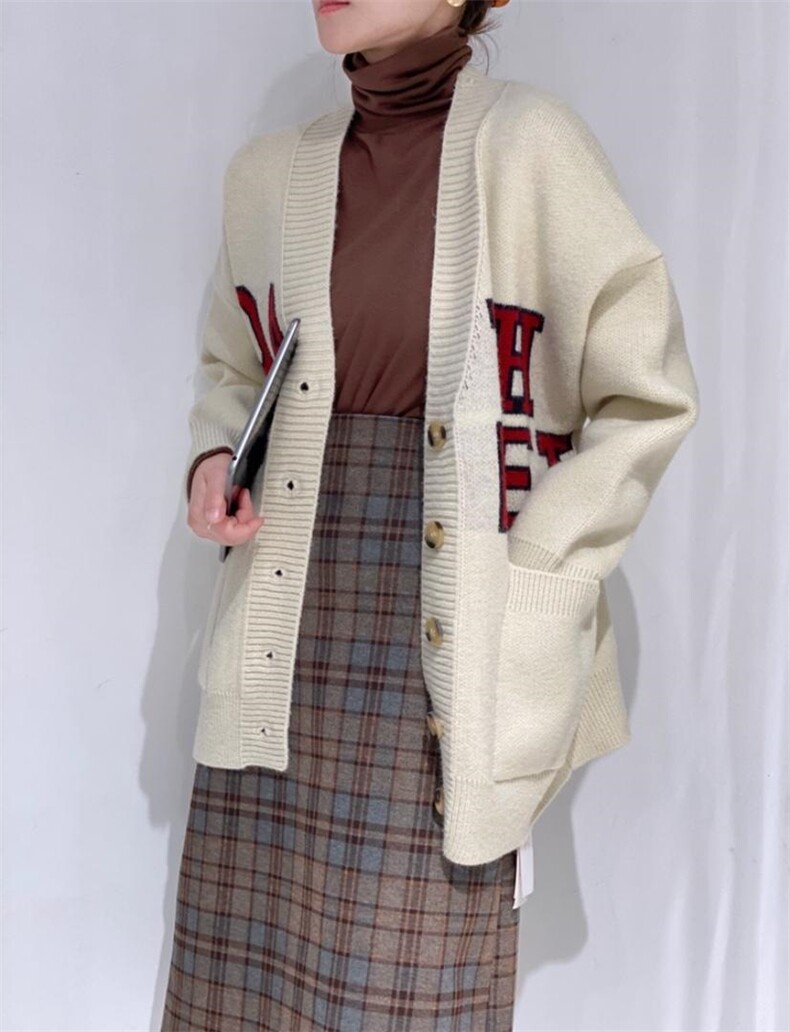 字母开衫外套，其它，驿谷