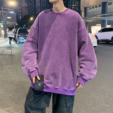 港风潮流ins春季宽松百搭大码圆领套头卫衣23XW99281-特批40，男装卫衣，电商A042