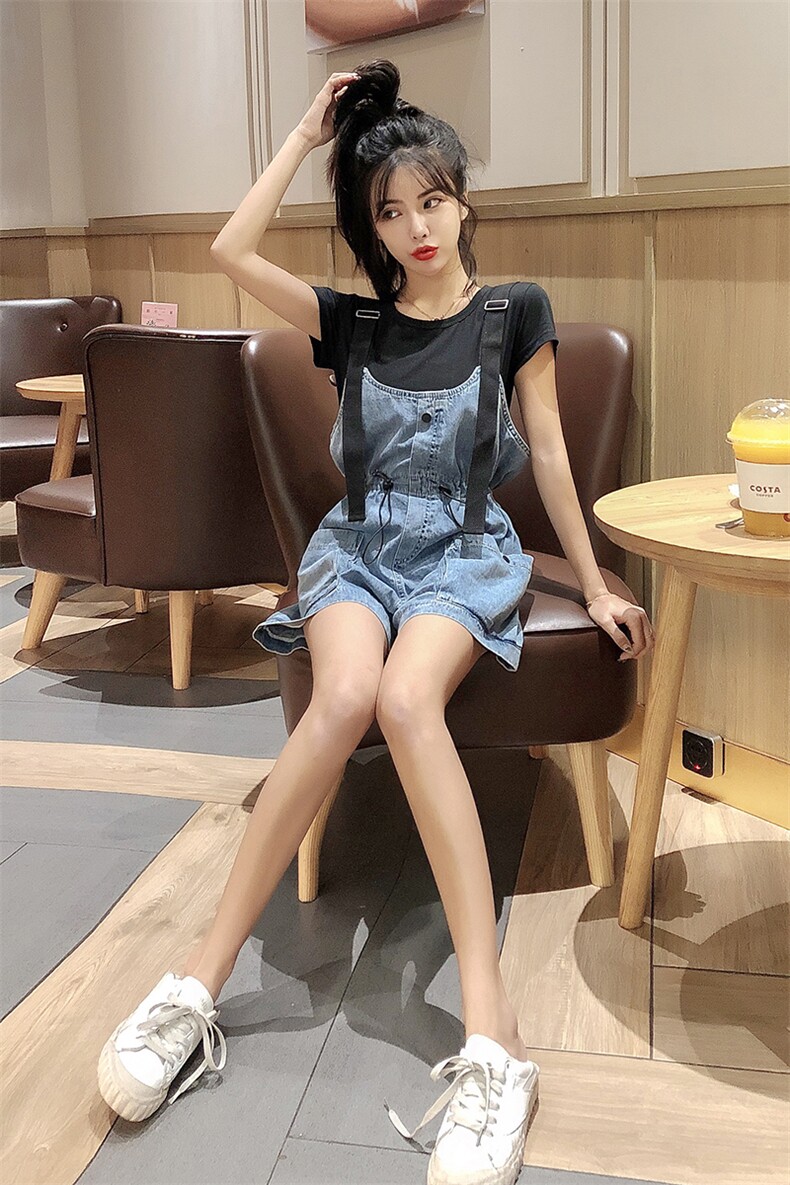 新款网红同款韩版宽松阔腿减龄背带牛仔裤女xz905-1-309-#,女装牛仔裤,星座905-1
