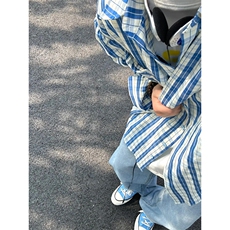 【有货】cleanfit蓝白格子衬衫男美式复古长袖衬衣N316LL-特P45，男装衬衫，星座1007（原301D）