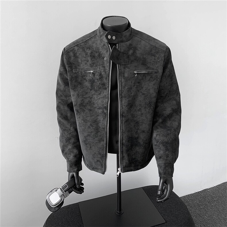 原版秋冬季复古皮衣加棉夹克立领皮外套M-5XLP85量大可谈,男装夹克,电商B210