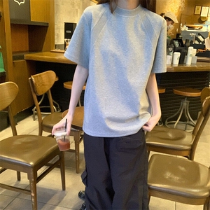！空气层短袖t恤男女夏2025新款潮纯色宽松圆领上衣韩版T5801图片