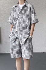 夏季薄款冰丝夏威夷花衬衫休闲套装男9036-P68，男装衬衫，电商B380（原B361）