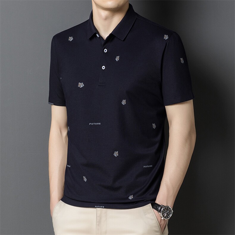 POLO衫男上衣半袖男装印花T恤潮牌休闲翻领爸爸短袖男BL9888-P50,男装Polo衫,星座1105-3