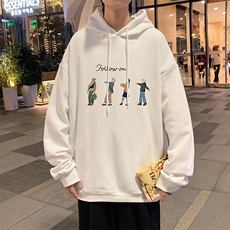 WY2043-P35加绒款-P40纯棉连帽卫衣男大码运动帽衫宽松薄外套男，男装卫衣，电商A040