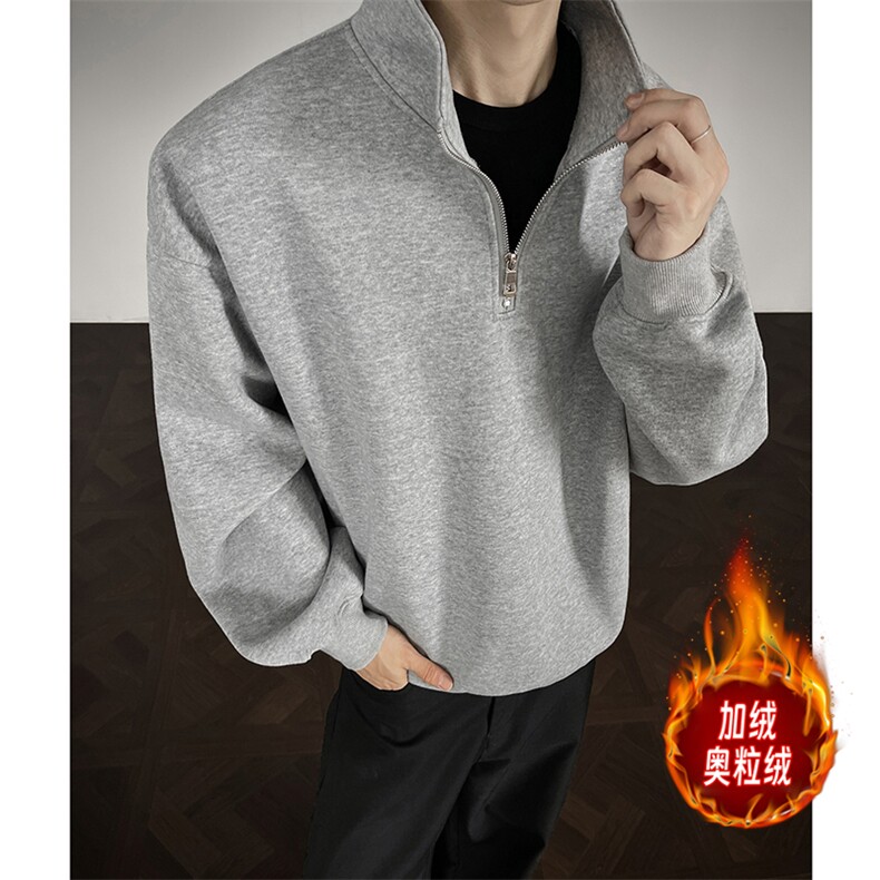 加绒奥粒绒重磅boxy500克品质短宽套头圆领男 RH5320JR-P52图片