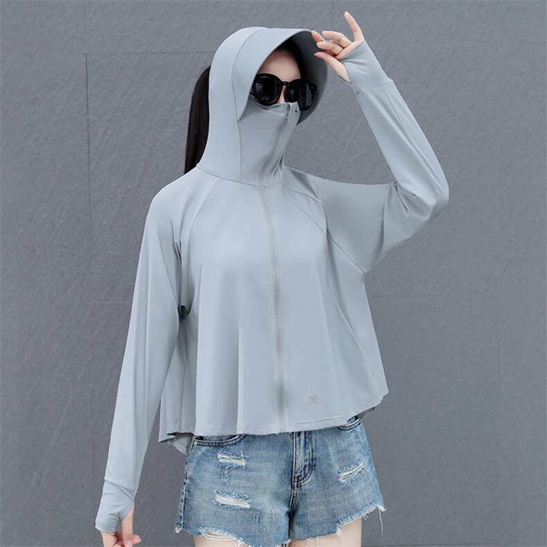 正品夏季冰丝防晒衣女2024新款宽松斗篷防晒服透气防紫外线骑行,女装防晒衣,燕颉服饰
