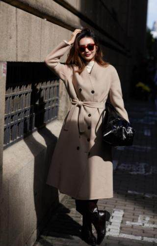 现货双排扣羊绒大衣，女装，是爱 SHI AN