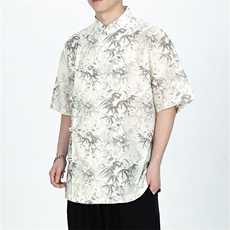 现货哦新中式情侣高级感夏日凉爽透气短袖上衣CS35-P65控89，男装衬衫，电商A021