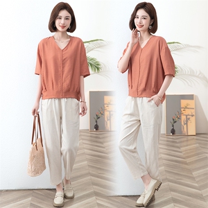 2024夏装新款时尚潮流简约气质舒适宽松两件套套装,女装套装/套裙,阿丹