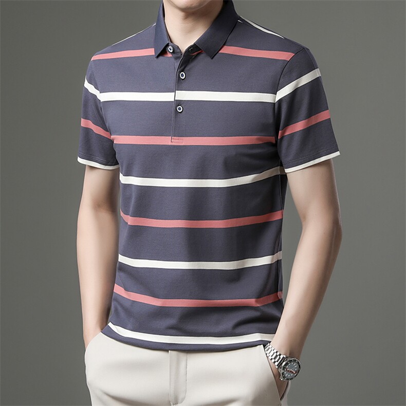 AC9805钱塘2020-3夏季男士精品短袖翻领条纹休闲T恤精品P56,男装T恤,钱塘207-3