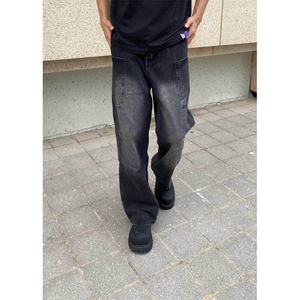 牛仔裤男款青年阔腿宽松慵懒松弛感工装牛仔裤直筒长裤 NA058图片