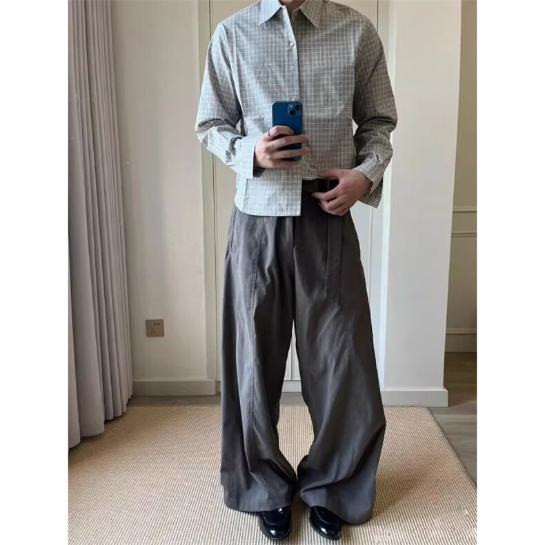 2025新款法麻衬衫格纹长袖衬衣上衣空调衫薄外套,男装衬衫,四季星座505