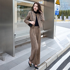 高级感气质休闲套装女春秋2025新款老钱风显瘦小西装阔腿裤两件套，女装套装/套裙，卡杰菲