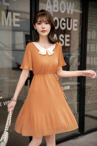 现货夏季新款压绉连衣裙，女装连衣裙，依美依缘