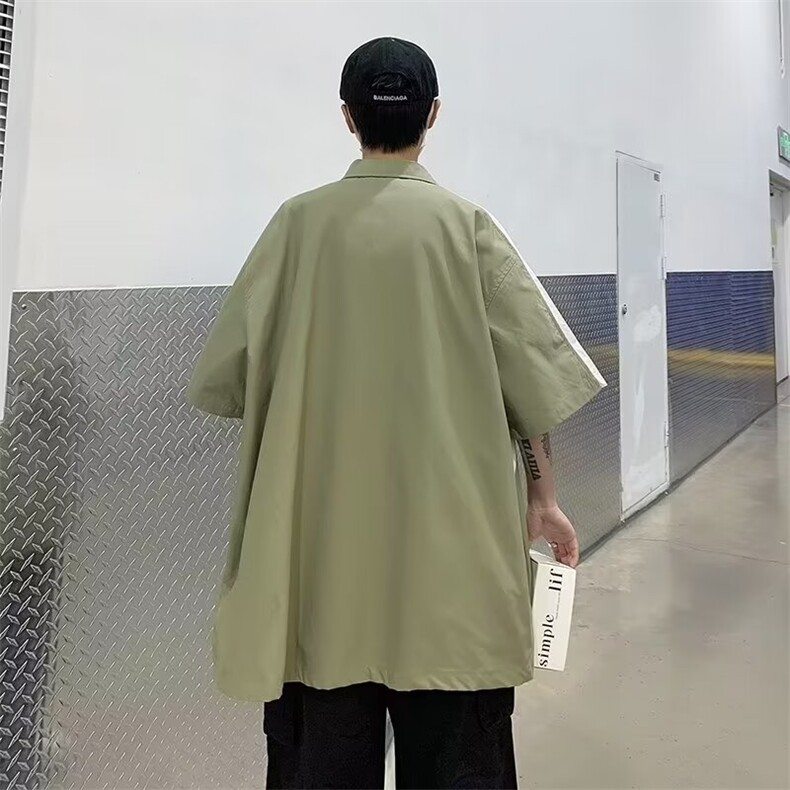 夏季青年薄款撞色短袖衬衫,男装衬衫,星座410-7