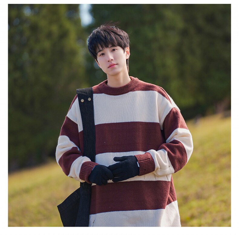 B299-M835条纹针织日系港风毛衣P58X88（大货已入仓），男装针织衫/毛衣，电商B299-1