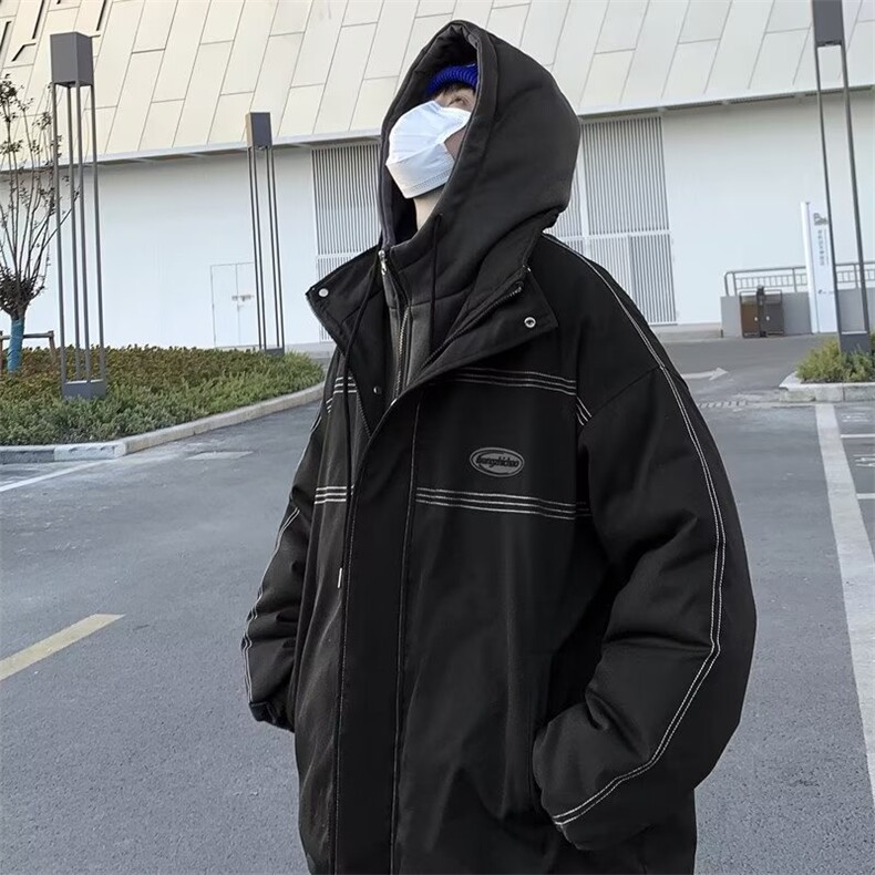 棉衣冬季新款假两件外套男女棉袄学生加厚连帽棉服宽松V2870-p99,男装棉衣,星座1008-1