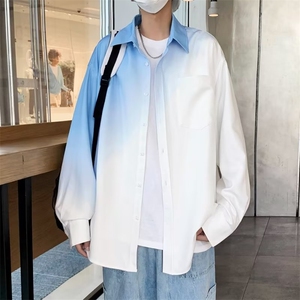 长袖衬衫外套男士春秋季百搭渐变衬衣服港风休闲衬衫CS117,ave怎么搭配衣服图片