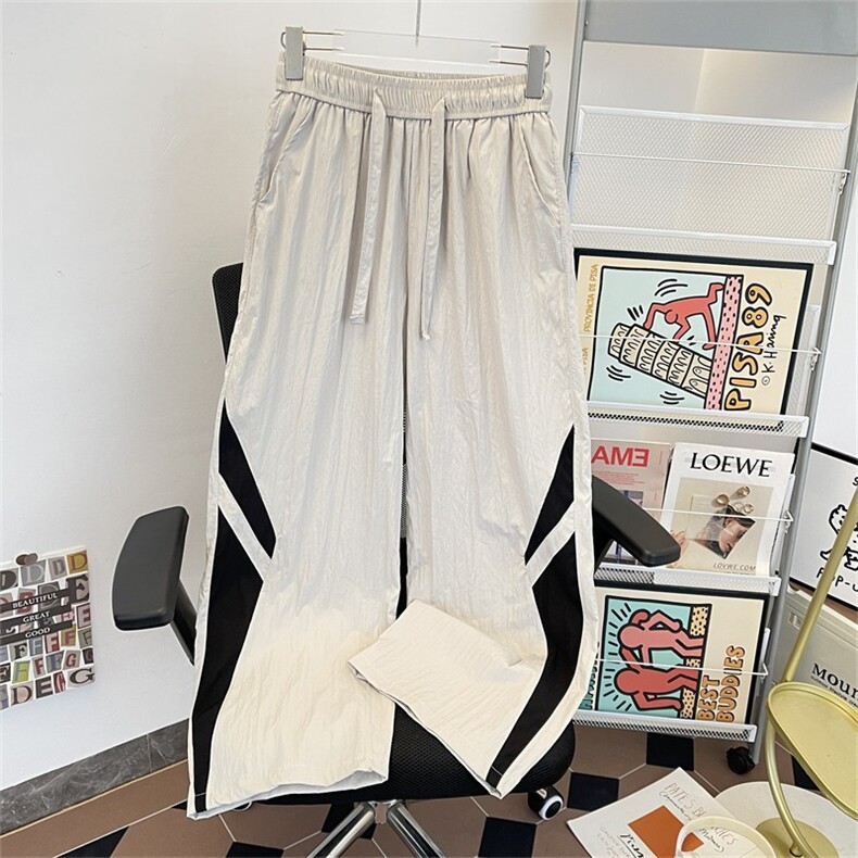 K366-P32美式条纹速干伞兵裤男夏季薄款阔腿裤宽松拖地裤，男装休闲裤，电商B323A