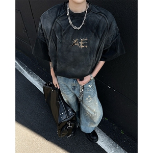 现货！25重工水洗渐变男士脊骨设计解构短袖T恤DX187-P88图片