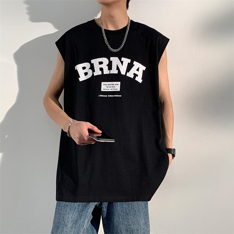 夏季港风t恤男宽松大码纯棉运动背心坎肩潮牌无袖BX009P25,男装背心/马甲,星座1204-3