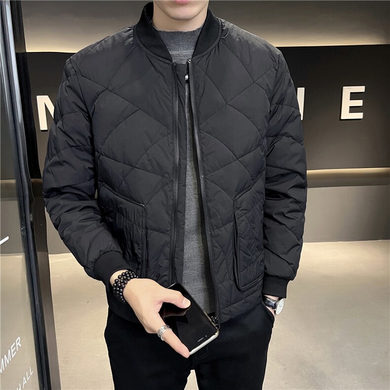 2025冬季新款白鸭绒棒球领羽绒轻薄保暖休闲外套男8070-P160,男装棉衣,电商A413