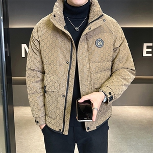 贴标花纹立领皮羽绒服男 休闲保暖上衣外套 A329-YR9873-P185图片