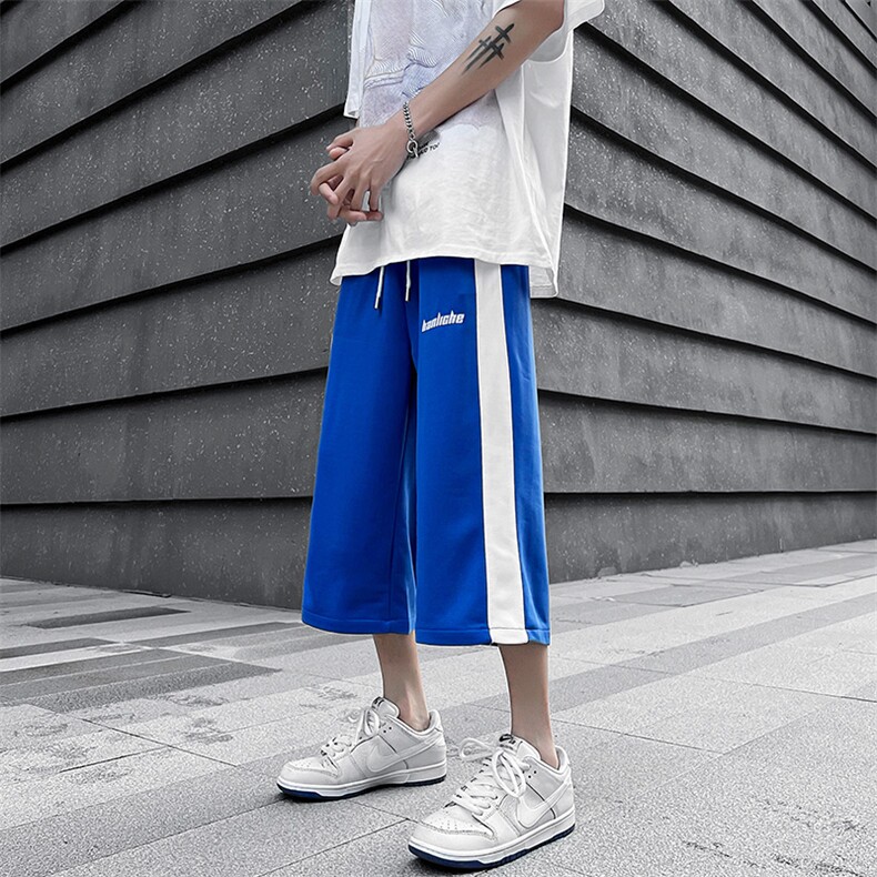 2023夏装新款港风学生休闲针织运动七分裤短裤B221-LK22015-P45,男装休闲裤,电商B221