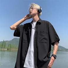 美式ins高街冰丝宽松短袖衬衣货号CY25157P4068，男装衬衫，电商A063