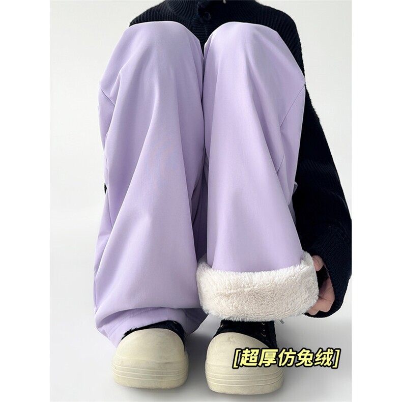 仿兔毛加绒休闲裤D7048-TP5088港风潮牌保暖拖地长裤男女冬,男装休闲裤,电商A102