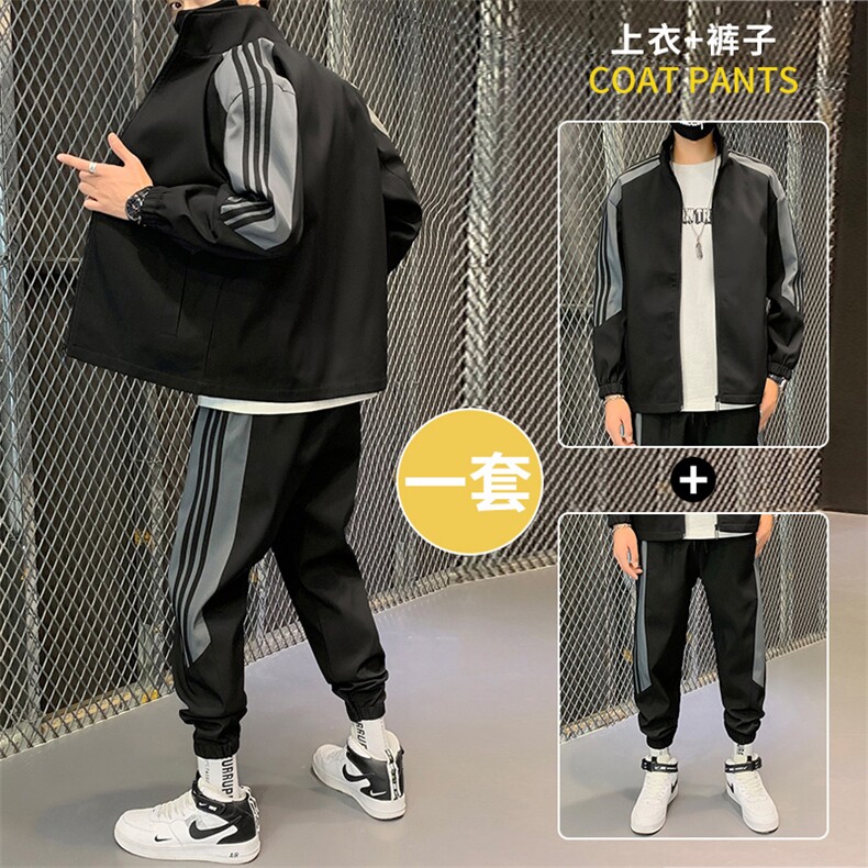 2025男秋季开衫套装两件套运动服休闲服长袖套装立领外套D02-P40,男装休闲套装,星座1402-2