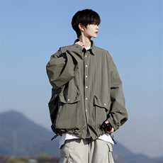 8XL-M轻薄透气防晒衬衫廓形外套大码夏季冰丝多口袋衬衣JK5203P50，男装夹克，电商B238