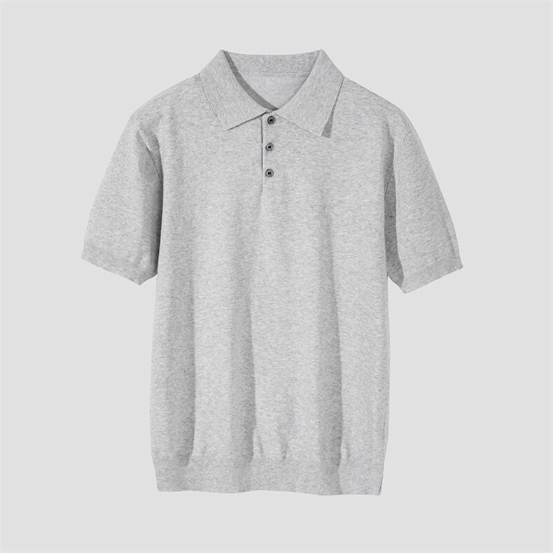 老钱风潮流时尚花棕色针织衫翻领polo/短袖简约休闲男款图片