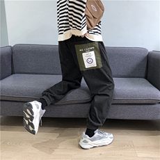 牛仔裤男潮流韩版百搭束脚潮牌秋冬款直筒宽松大码坠感阔腿哈伦裤，男装牛仔裤，星座813-2