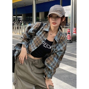 潮牌情侣长袖衬衫男女宽松无性别青少年外穿痞帅衬衣男WLCS21-P38图片