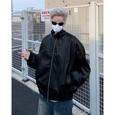 垫肩立领皮衣短款夹克宽松显高pu机车服男女款休闲外套8515P69，男装夹克，星座410-2
